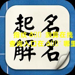 指纹 🐠 测算在线查询入口在 🌴 哪里